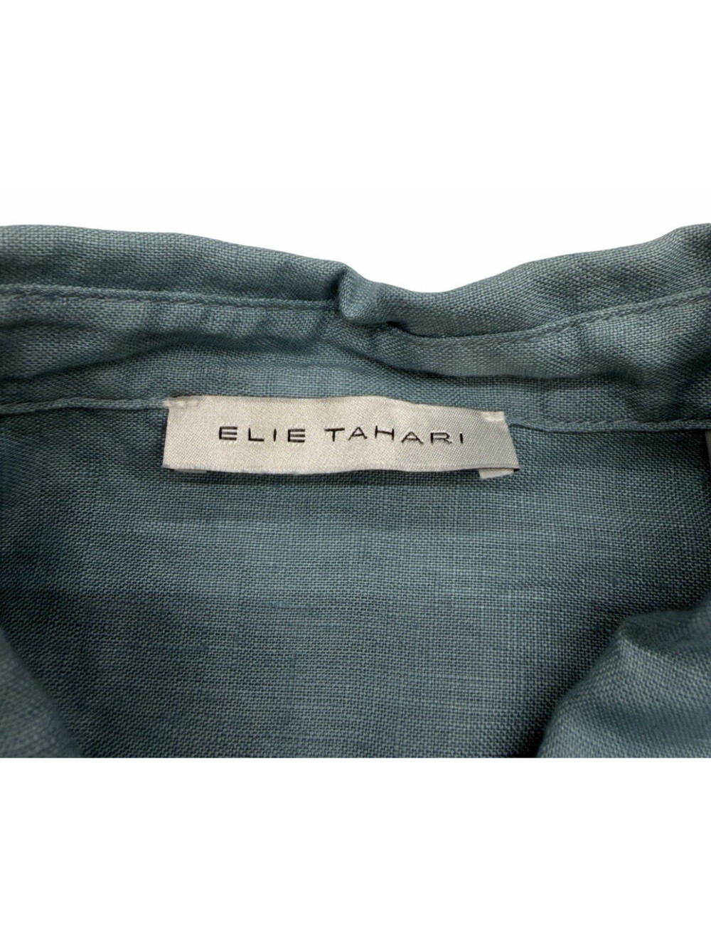 Elie Tahari Lesley Shirt & Pant 2 Piece Set Embroidered Linen Blue Breeze Size M - Picture 9 of 11